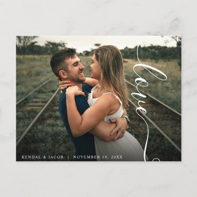 Cartão Postal Foto de Casamento de Amor Script (Frente)