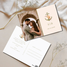 Cartão Postal Foto de Casamento de Boho Minimalista Obrigado