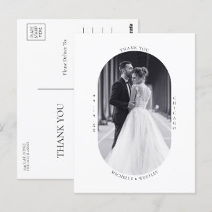 Cartão Postal Foto de Casamento de Monograma Minimalista Obrigad