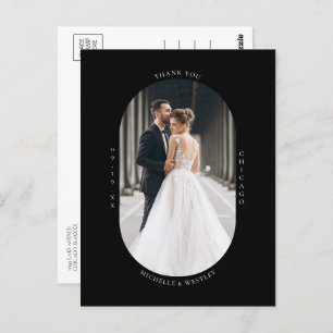 Cartão Postal Foto de Casamento de Monograma Minimalista Obrigad