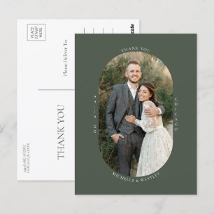 Cartão Postal Foto de Casamento de Monograma Minimalista Obrigad