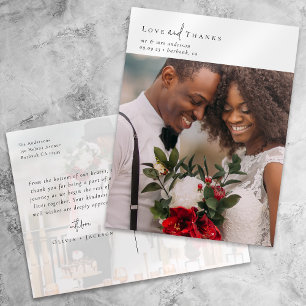 Cartão Postal Foto De Casamento De Script Chic Elegante Obrigado