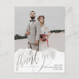 Cartão Postal Foto de casamento do Gossamer Overlay Obrigado