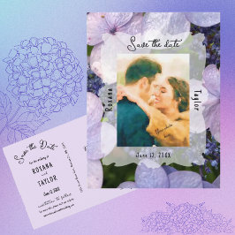 Cartão Postal Foto de casamento do Hydrangea azul roxo Salve a d