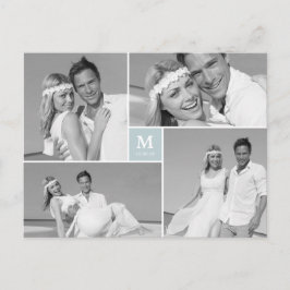 Cartão Postal Foto de Casamento do Monograma do Center Square