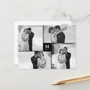 Cartão Postal Foto de Casamento do Monograma do Center Square