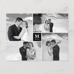 Cartão Postal Foto de Casamento do Monograma do Center Square