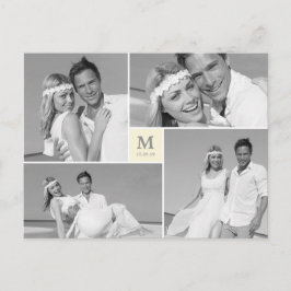 Cartão Postal Foto de Casamento do Monograma do Center Square