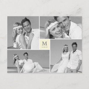 Cartão Postal Foto de Casamento do Monograma do Center Square