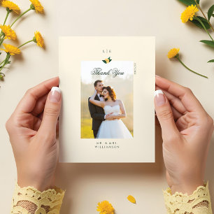Cartão Postal Foto de Casamento Elegante de Árvore Floral Lemon
