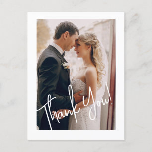 Cartão Postal Foto De Casamento Elegante Obrigado