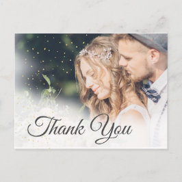Cartão Postal Foto De Casamento Elegante Obrigado Moderno