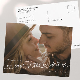 Cartão Postal Foto de casamento em preto e branco moderno Salve