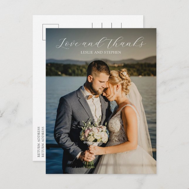 Cartão Postal Foto de casamento em preto e branco sem tempo Obri (Frente/Verso)