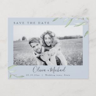 Cartão Postal Foto de casamento em verde azul poeirento para sal