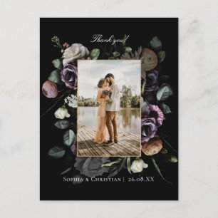 Cartão Postal Foto de casamento floral escura e sombria de agrad