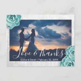 Cartão Postal Foto De Casamento Floral Rustic Succulent Muito Ob