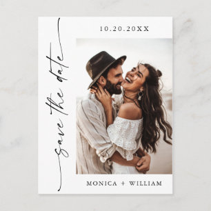 Cartão Postal Foto de Casamento Minimalista Elegante QR Salvar a