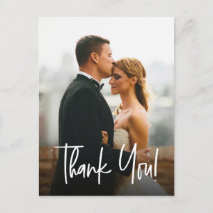 Cartão Postal Foto de casamento minimalista Obrigado personaliza