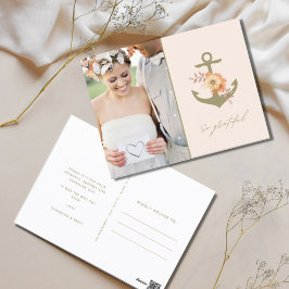 Cartão Postal Foto de Casamento Náutico Boho Obrigado