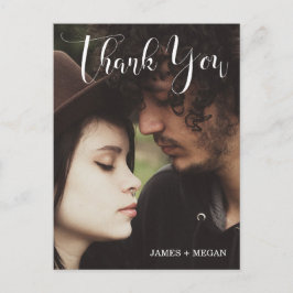 Cartão Postal Foto de casamento/ Noivado de Script Moderno Obrig