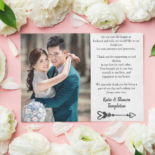 Cartão Postal Foto De Casamento Obrigado Cartão-Postal Duplo