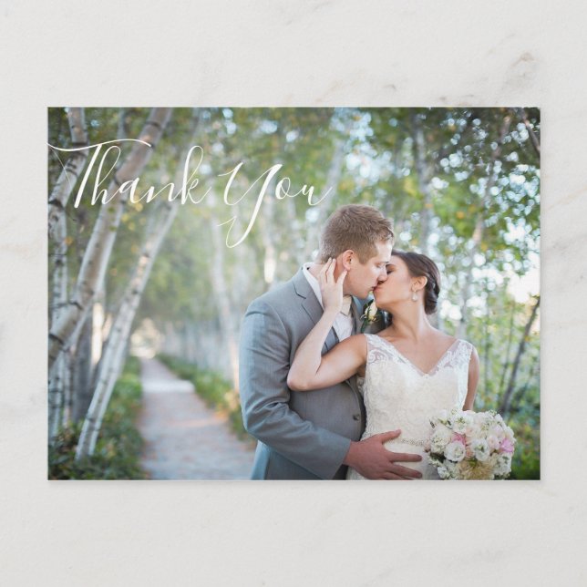 Cartão Postal Foto De Casamento Obrigado | Cartão-postal Elegant (Frente)