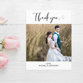 Cartão Postal Foto de casamento Obrigado Elegante Minimalista