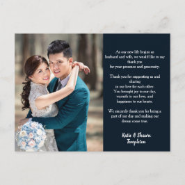 Cartão Postal Foto De Casamento Obrigado Marinho De Dois Lados