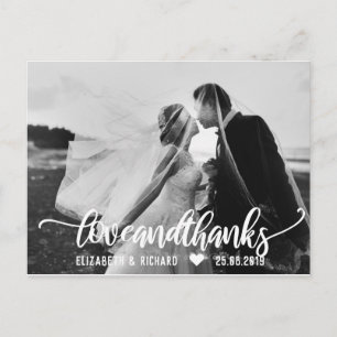 Cartão Postal Foto De Casamento Obrigado Script Calliografia