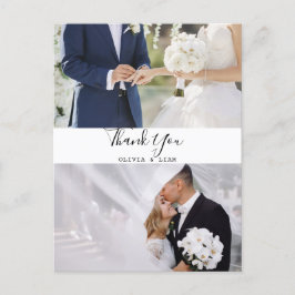 Cartão Postal Foto de casamento preto e branco moderno - Obrigad