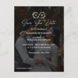 Cartão Postal Foto de Casamento Preto e Branco Moderno Salvar a