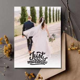 Cartão Postal Foto de Casamento Recém-Casados Agradecimento