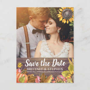 Cartão Postal Foto de Casamento Save The Date Folhas de Bordo Ab