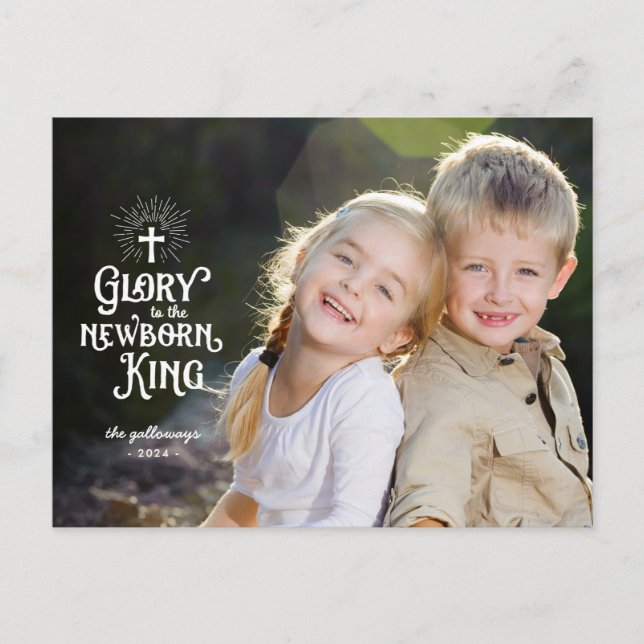 Cartão Postal Foto de Cheio de Sobreposição Branca de Natal Reli (Frente)