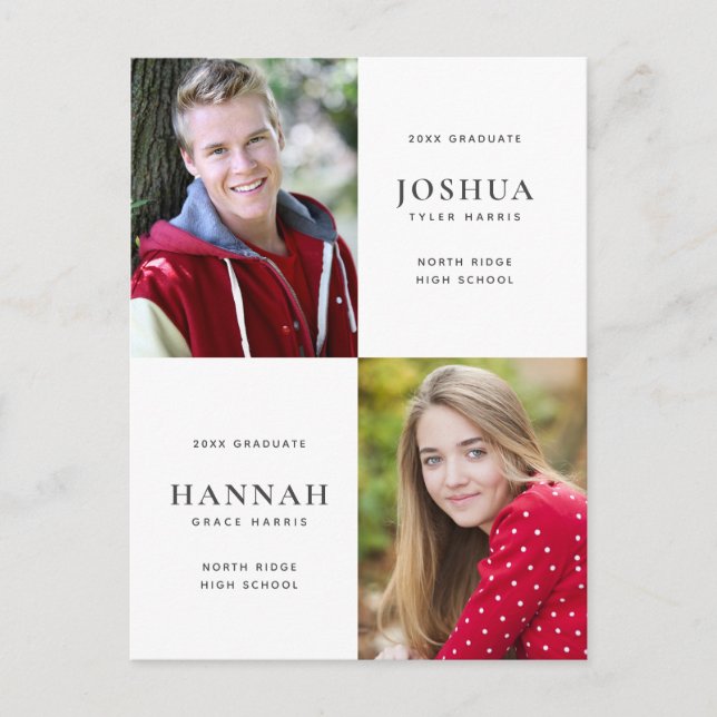Cartão Postal Foto de dois Formandos de graduação dupla (Frente)