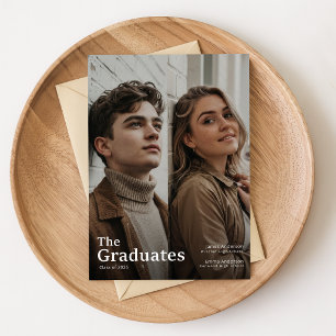 Cartão Postal Foto de Dois Graduados Agradecimento de Conclusão 