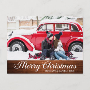 Cartão Postal Foto de Estrela de Madeira de Caligrafia Natal Fel