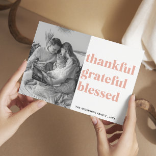 Cartão Postal Foto de Família   Agradecido Abençoado Feliz