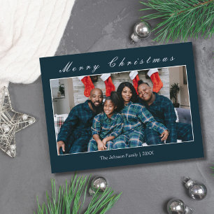 Cartão Postal Foto de Família de Natal Minimalista Moderna