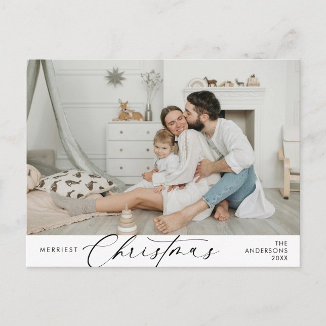 Cartão Postal Foto de família no Natal mais alegre, Felicidade d (Frente)