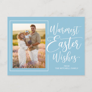 Cartão Postal Foto de Família Personalizada em Azul de Ovo de Ro