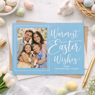 Cartão Postal Foto de Família Personalizada em Azul de Ovo de Ro
