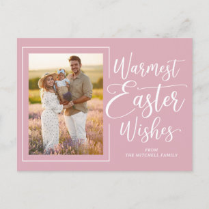 Cartão Postal Foto de Família Personalizada em Rosa Bege no East
