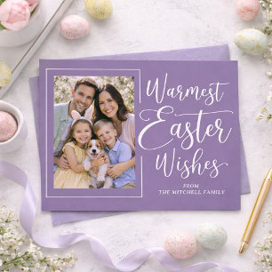 Cartão Postal Foto de Família Personalizada na Páscoa Violeta Ro