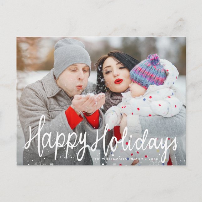 Cartão Postal Foto de feriado feliz por guião festivo (Frente)