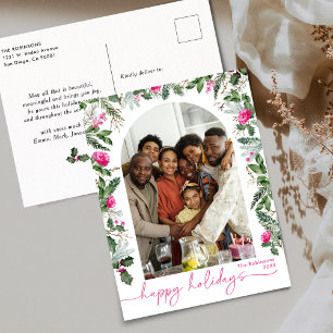 Cartão Postal Foto de Feriados Felizes do Arch Botânico Rosa-Bri