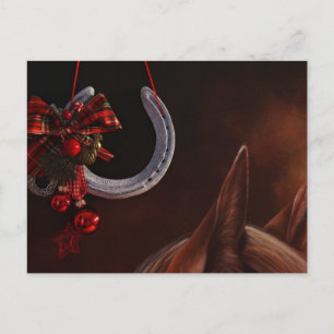 Cartão Postal Foto de ferradura de Natal eqüestre pendurada