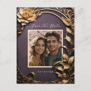 Cartão Postal Foto de flores metálicas salvar data