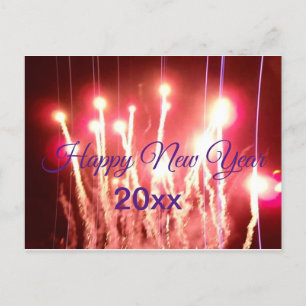 Cartão Postal Foto de fogos de artifício de feliz ano novo com a